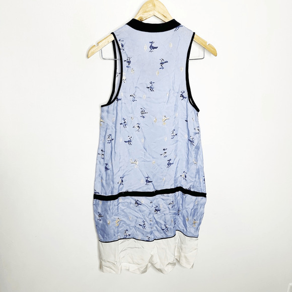 Tibi Blue Silk Pelican Bird Shorts Romper Light blue oversized womens US 2 NWT - Picture 7 of 8